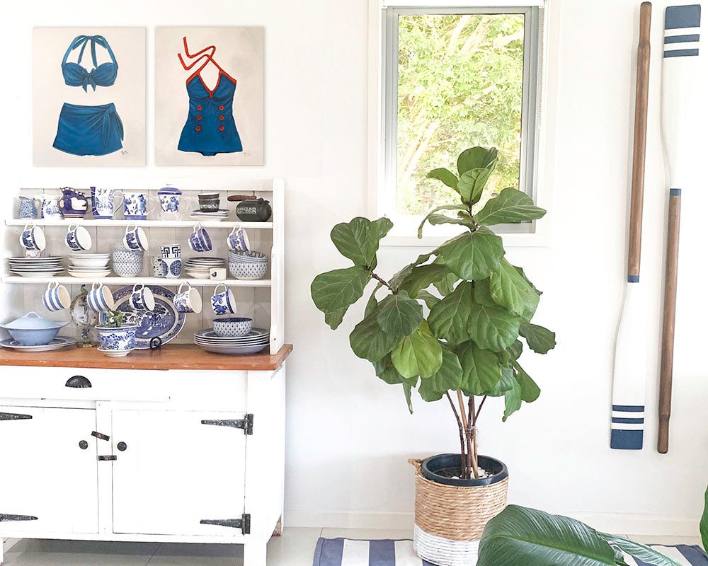 Original Oil painting of vintage ONE PIECE bathing suit