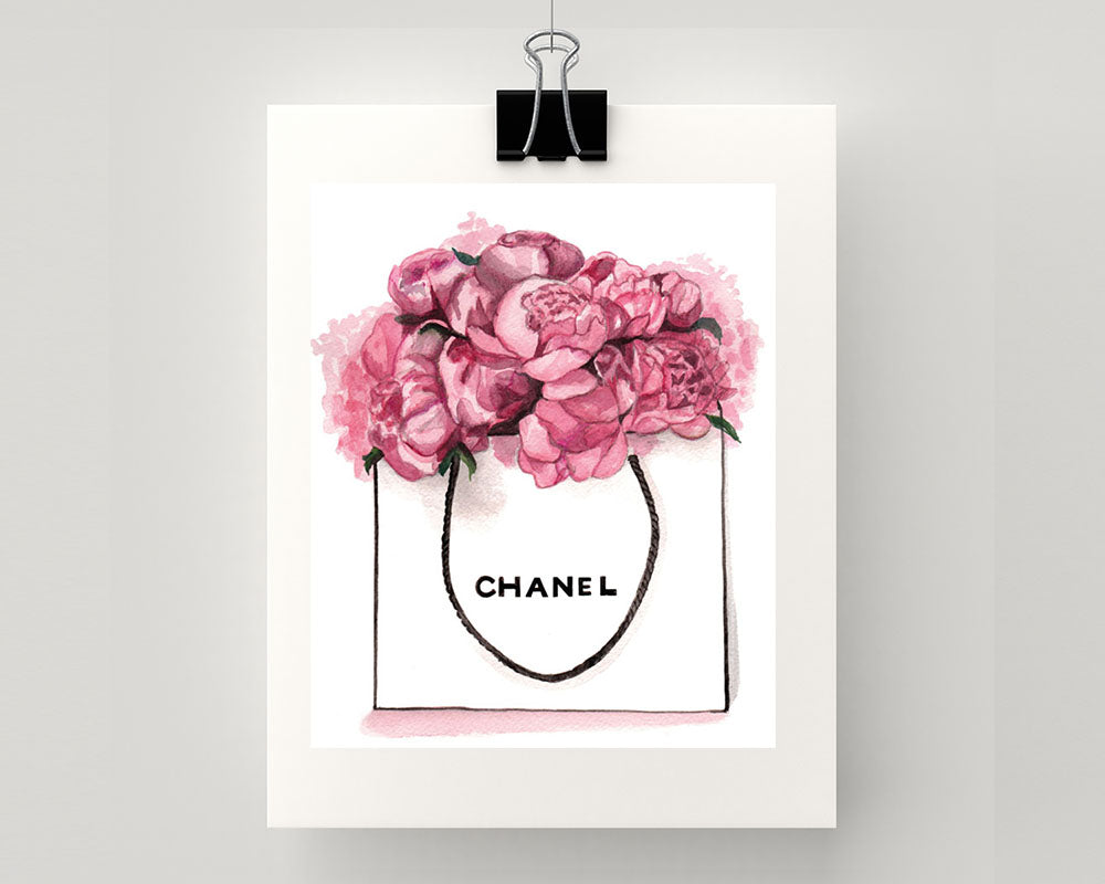 Print of pink peonies in bag