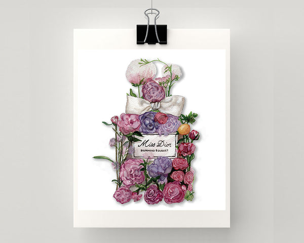 Miss Dior クラシックブーケ アートプリント Print of Miss Dior with flowers - Sprout Gallery