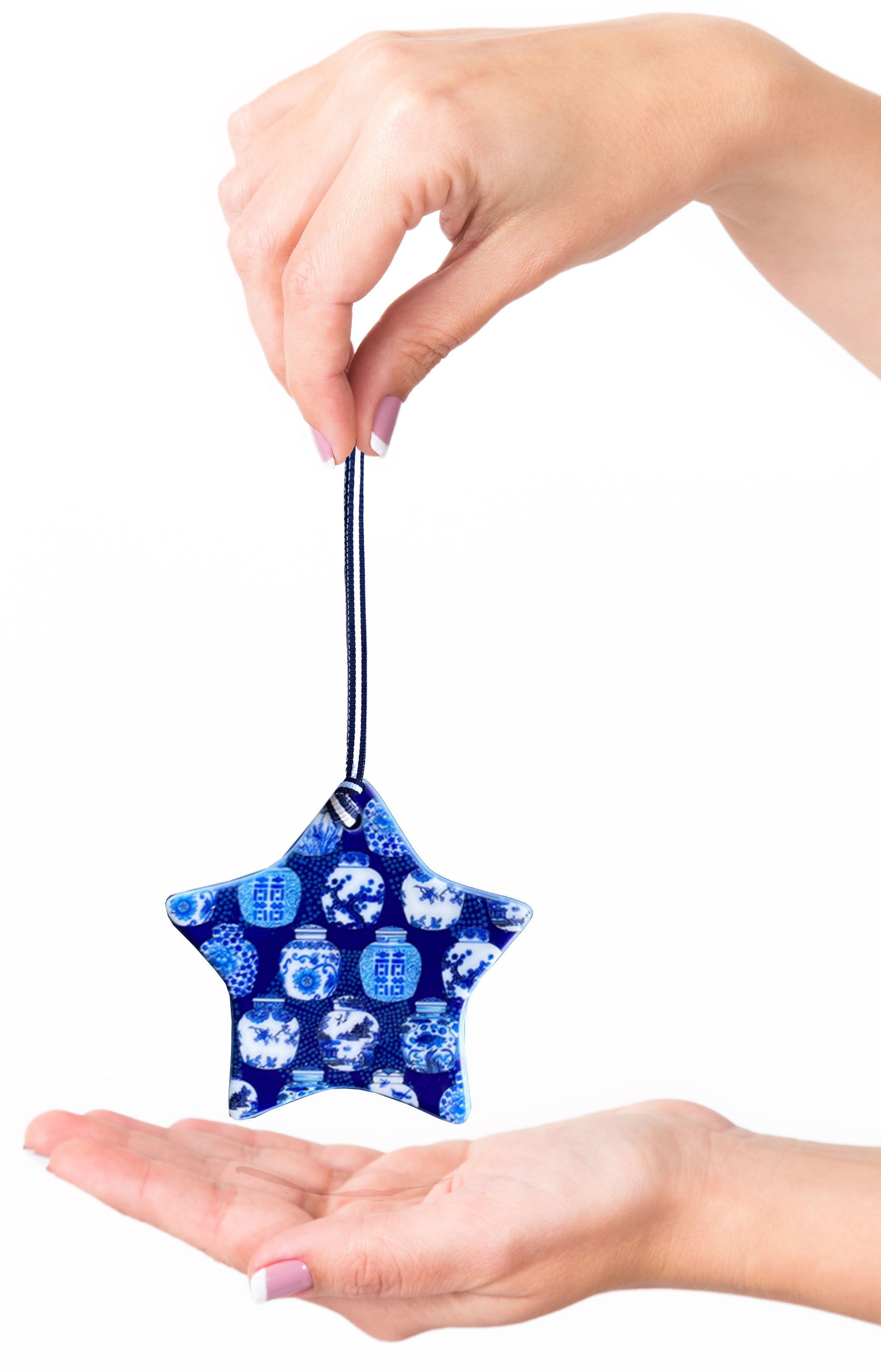 Blue and white ceramic ornament -  Ginger Jar Star