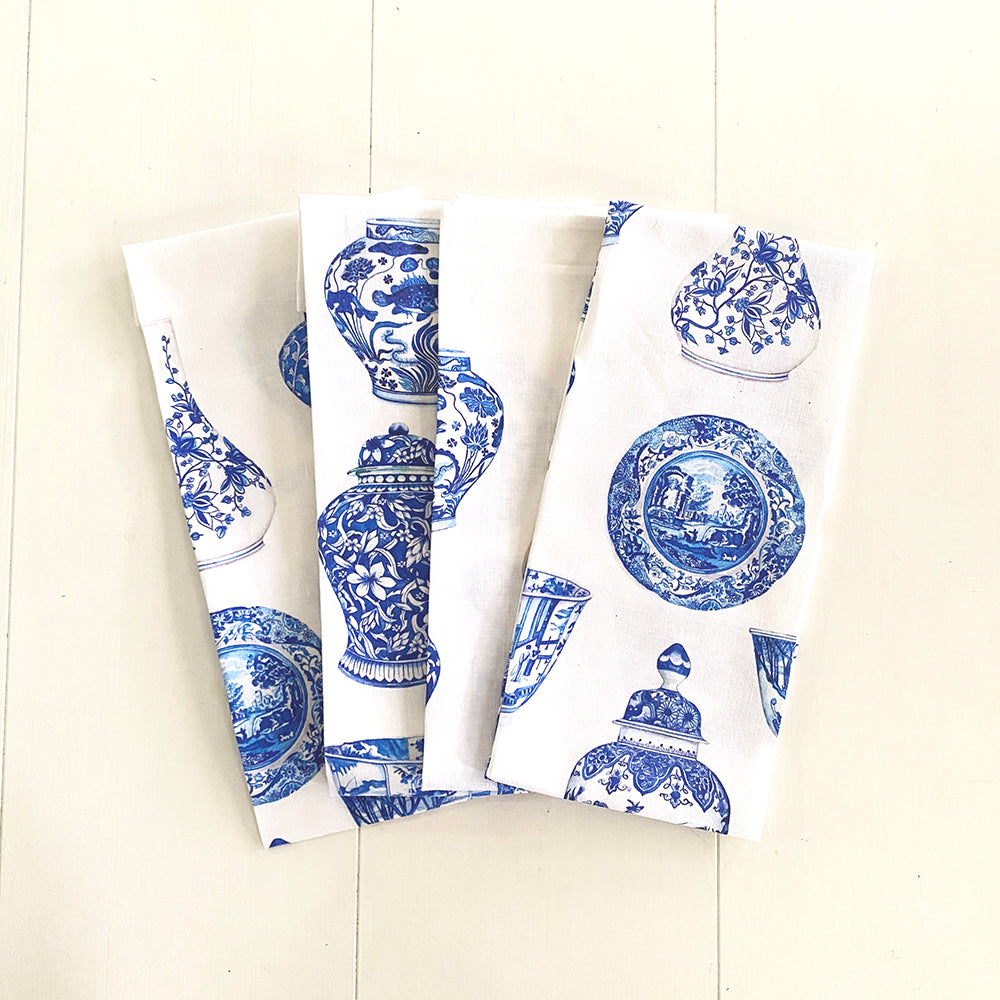 Tea Towel of blue and white ginger jar favourites