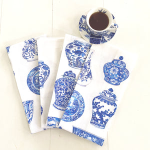 Tea Towel of blue and white ginger jar favourites