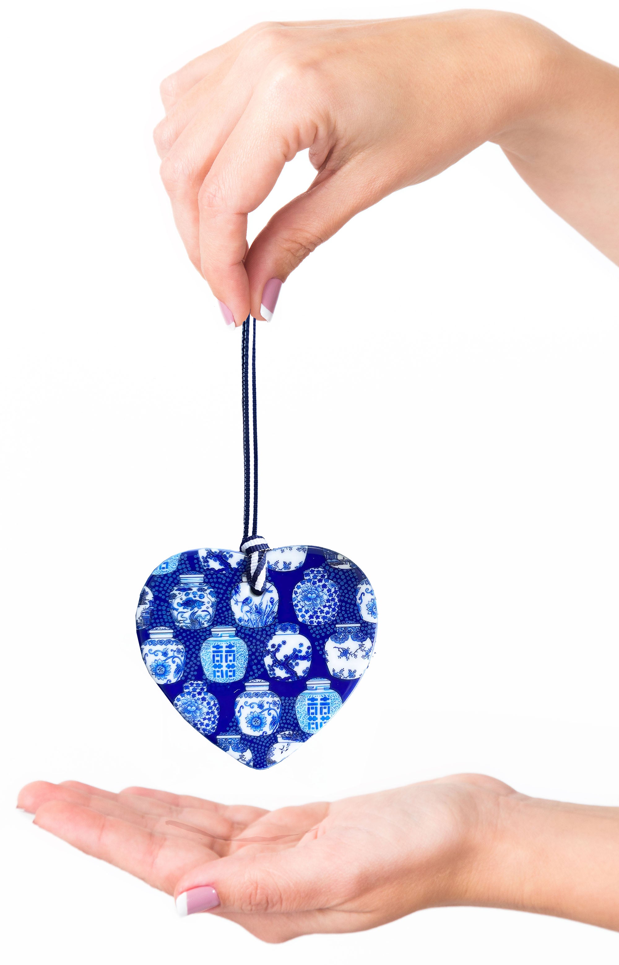 Blue and white ceramic ornament -  Ginger Jar Heart