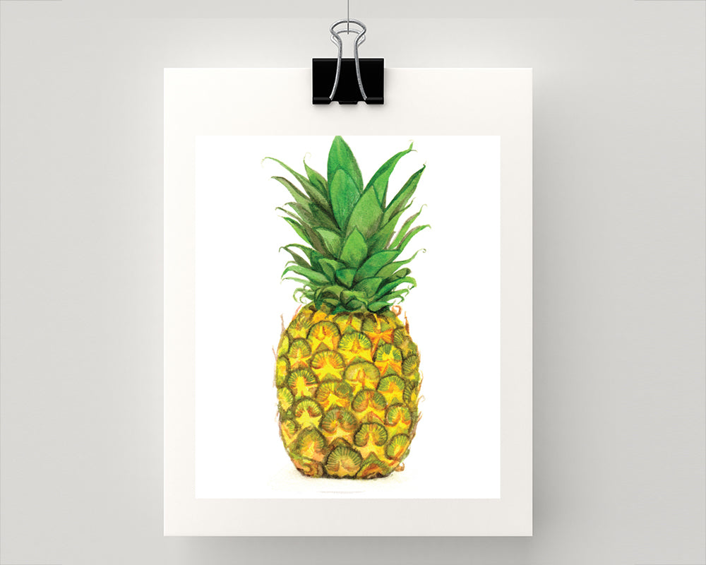 Print of a summer pineapple