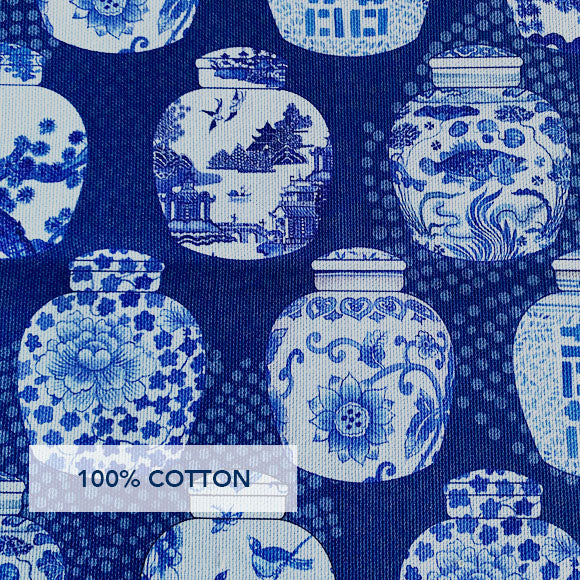 Shibori Ginger Jars in navy blue