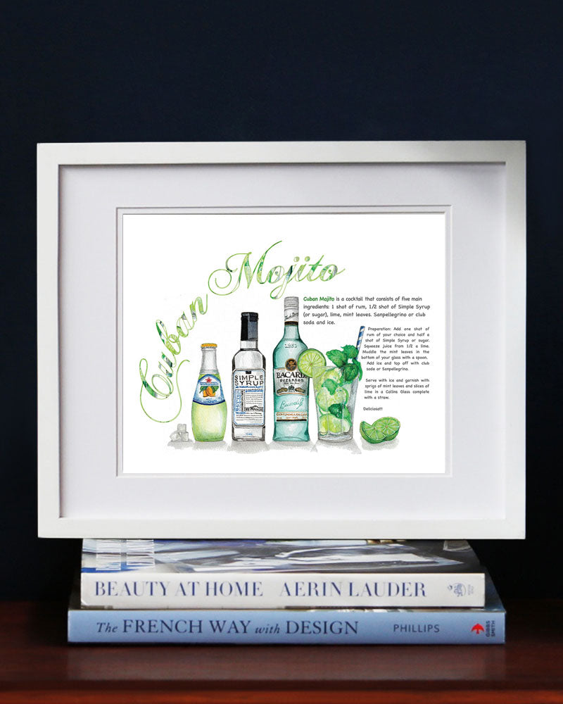Print of a mojito cocktail recipe