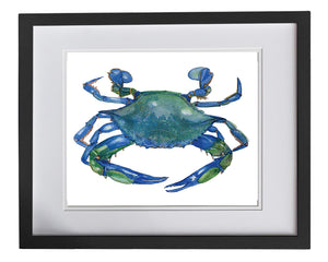 Print of crab in blue and green accents