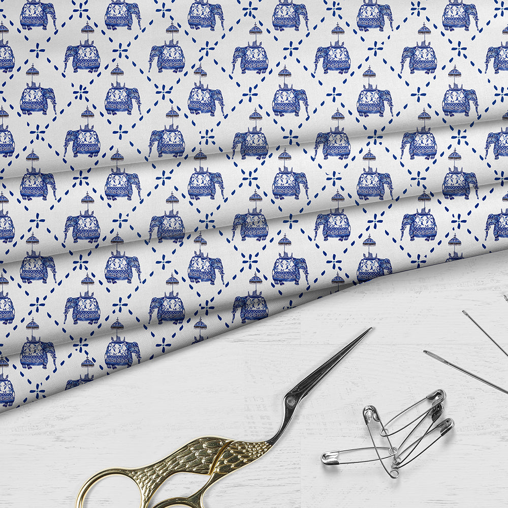 Indian elephants in jacaranda blue