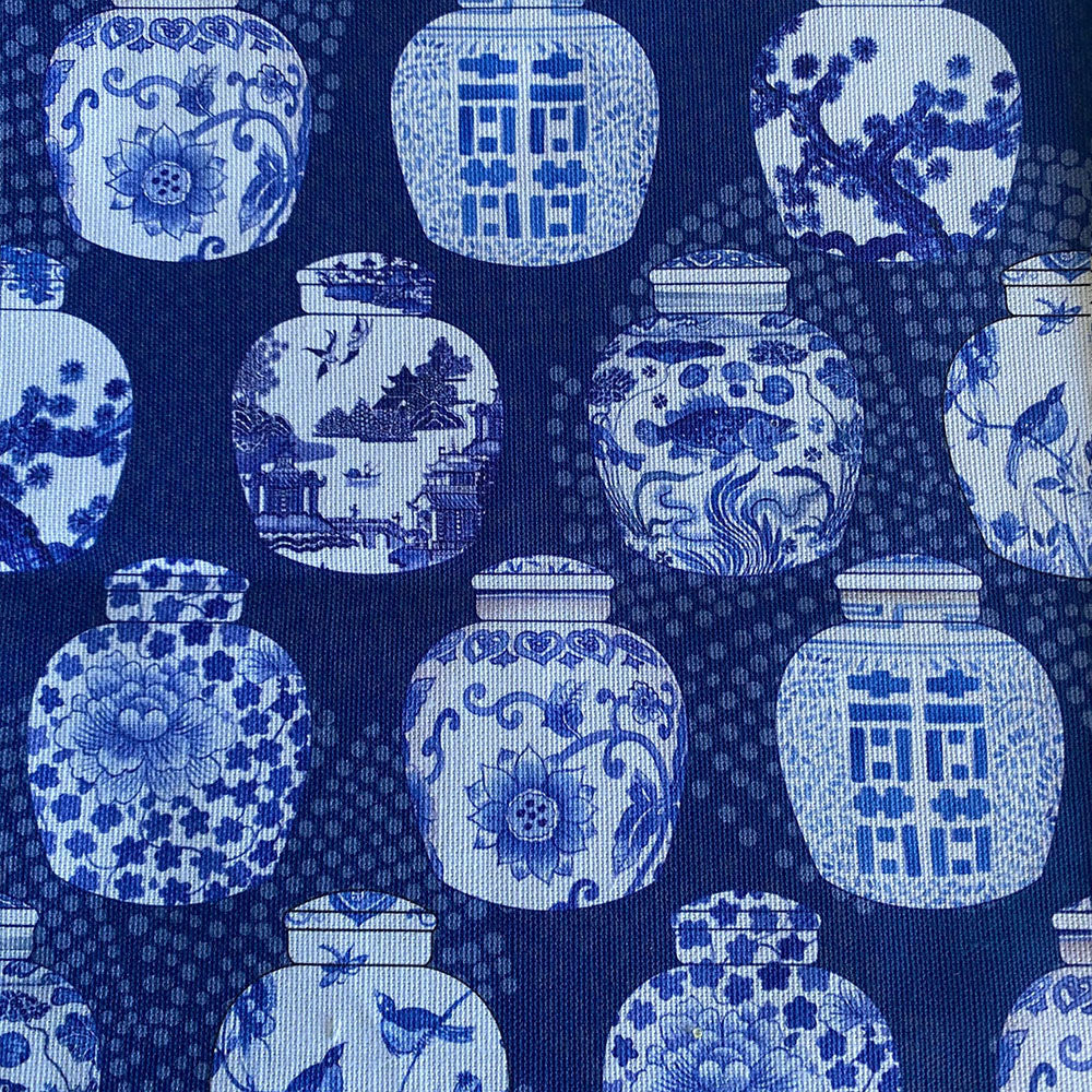 Shibori Ginger Jars in navy blue