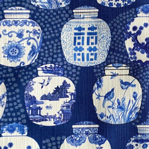 Shibori Ginger Jars in navy blue