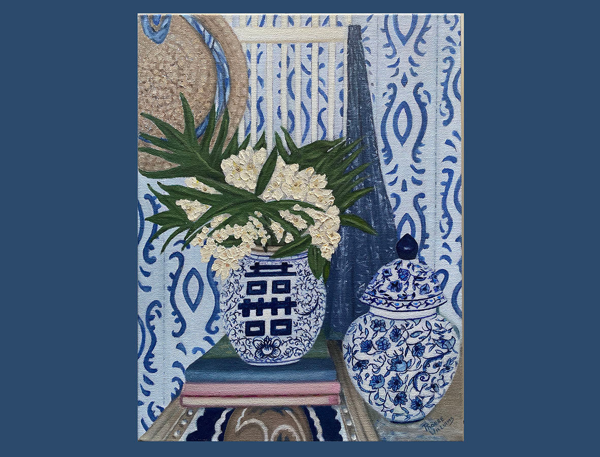 Frangipanis and Xanadu in  in Double Happiness Jar