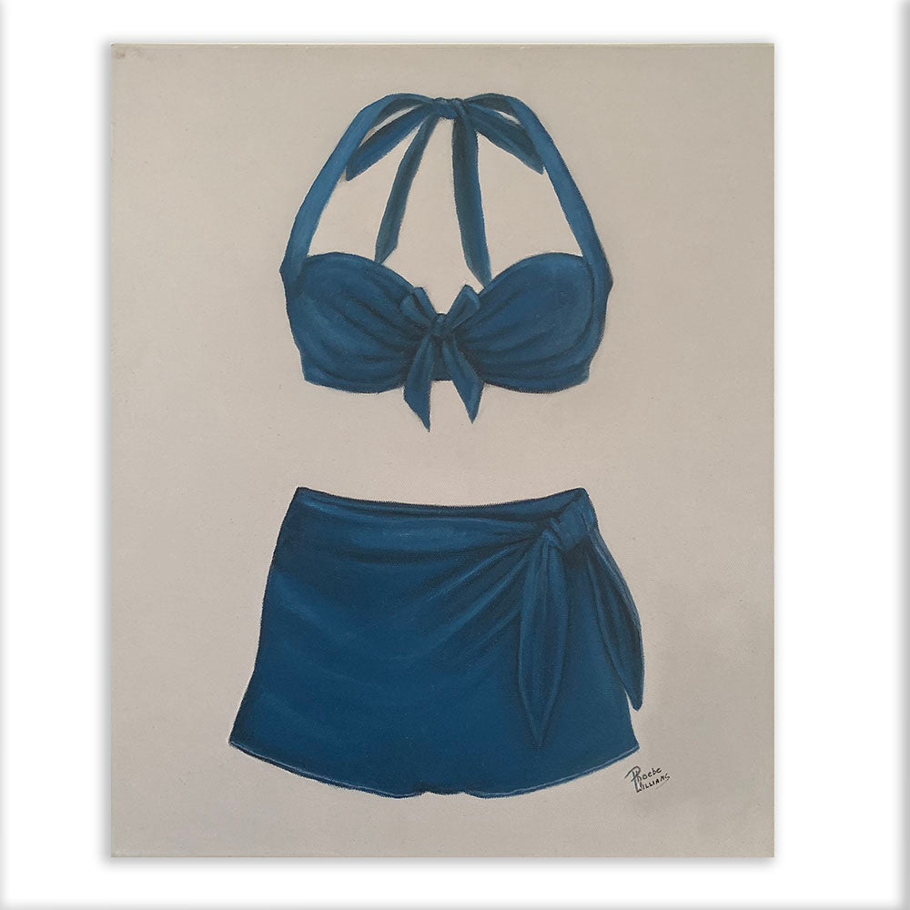 Original Oil painting of vintage BIKINI bathing suit