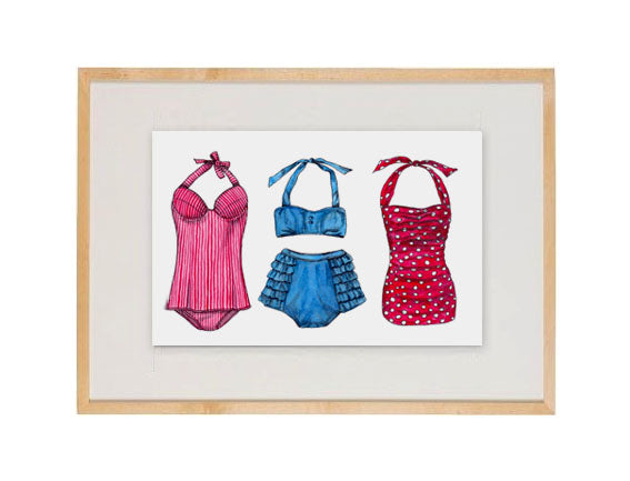 Print of vintage bathing suits 1950s