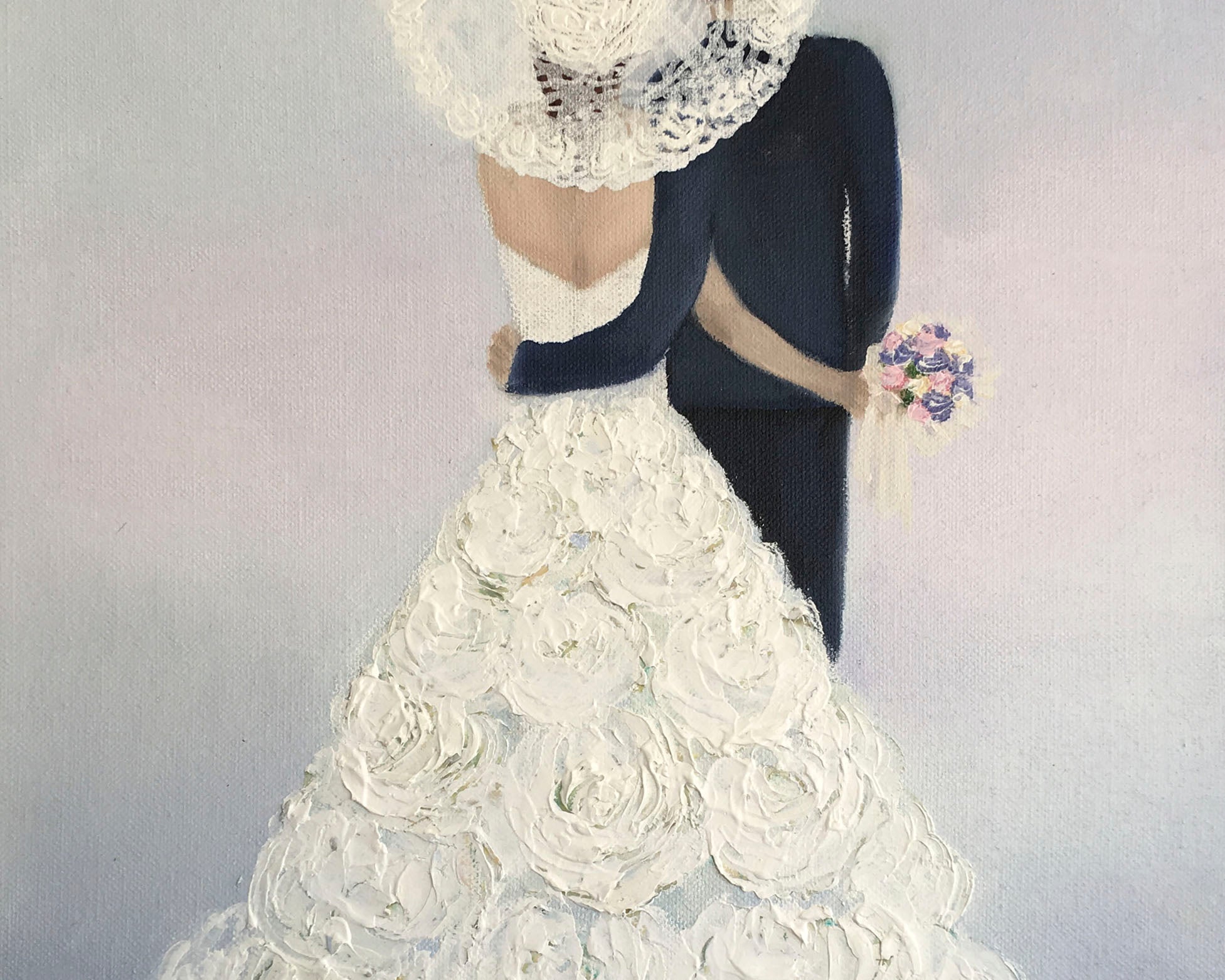 Original oil on canvas Bride & Groom
