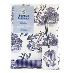 Bespoke blue and white Willow design wrapping kit