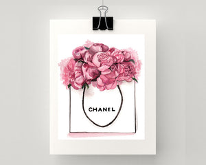 Print of Chanel and pink peonies