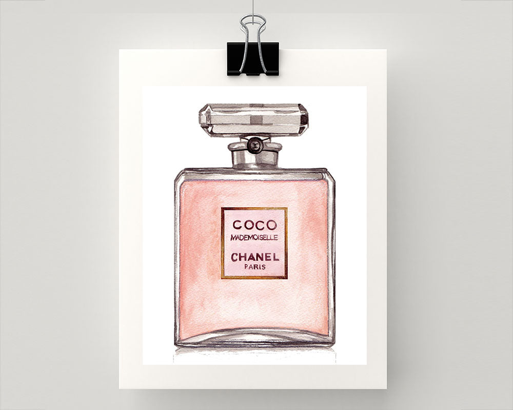 Coco CHANEL Mademoiselle Perfume Bottle Illustration 