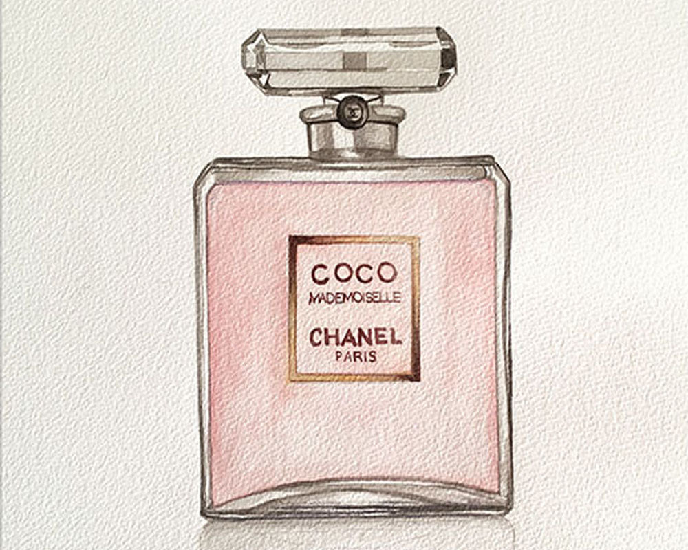Original Watercolour Painting of CHANEL COCO MADEMOISELLE perfume