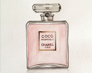 Original Watercolour Painting of  CHANEL COCO MADEMOISELLE perfume bottle