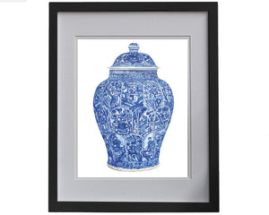 Print of a blue and white ‘LADIES’ JAR AND COVER QING DYNASTY, KANGXI PERIOD