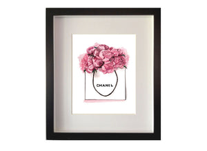 Print of Chanel and pink peonies