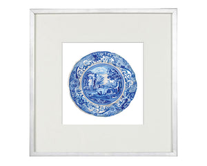 Print of Blue and white AAntique Plate Blue and White Spode Willow design
