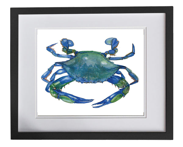 Print of crab in blue and green accents - Sprout Gallery