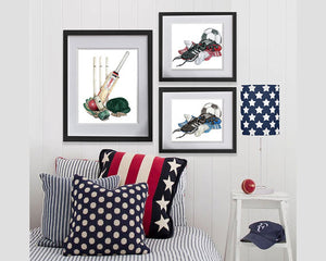 Soccer artwork print with blue socks, shoes and ball.