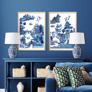 Print of popular blue and white Spode Willow design