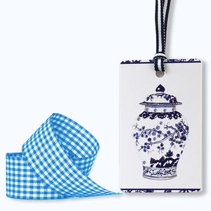 Bespoke blue and white ming jar wrapping kit (light blue ribbon)