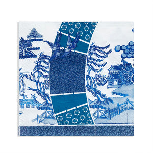 Paper napkins in blue and white Willow heart design