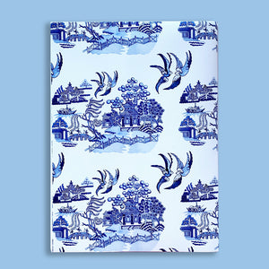 Bespoke blue and white Willow wrapping paper sheet