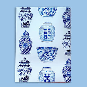 Bespoke blue and white ming jar wrapping kit (light blue ribbon)