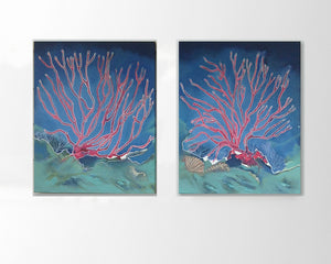 Original oil on canvas seaweed pair